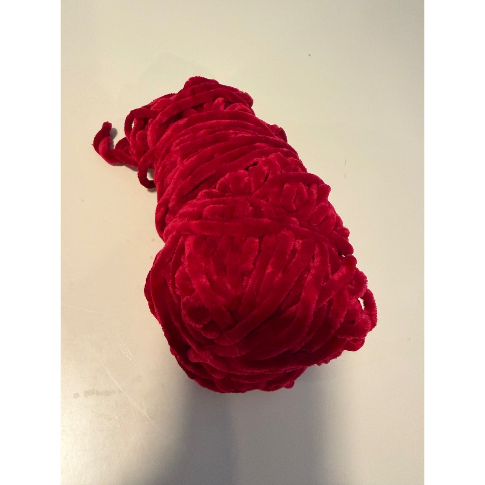 Red Chenille Velvet Yarn Bulky Soft Plush Knitting Crochet Craft Supply Bundle